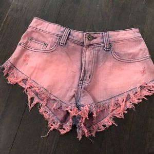 LF pink denim shorts